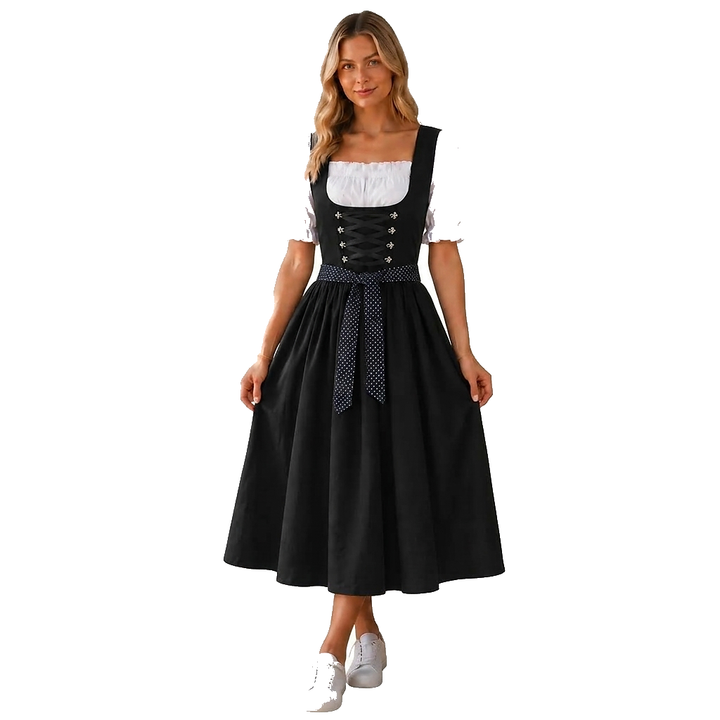 Women's Midi Dirndl with Lace-Up Bodice