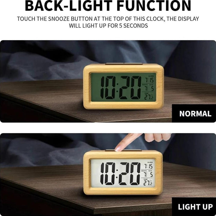 Digital Wooden Clock – LED Display with Temperature and Date