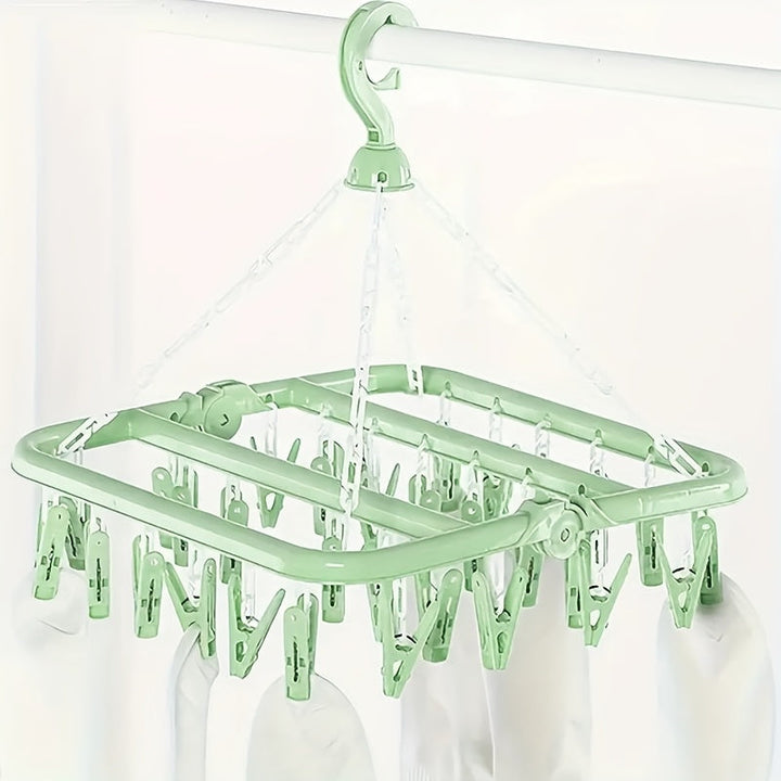 Foldable Clothes Airer with Clips – Space-Saving and Practical for Small Laundry Loads