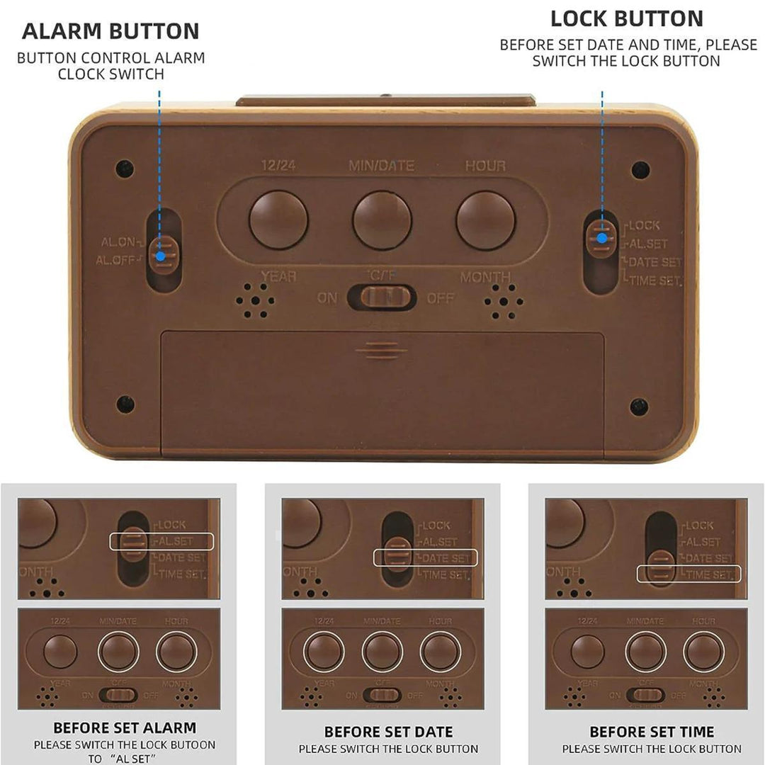 Digital Wooden Clock – LED Display with Temperature and Date