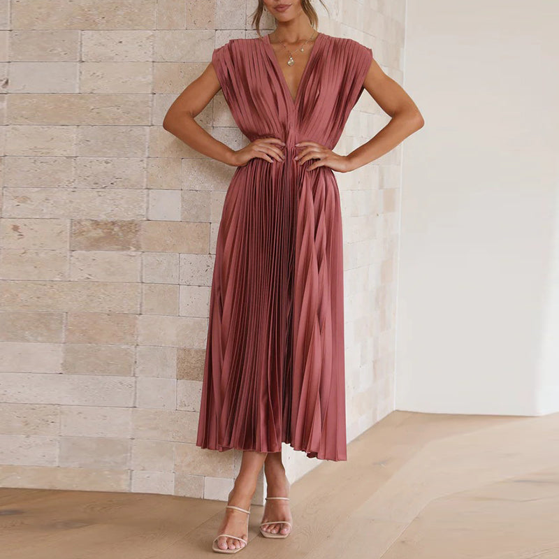 Women's Elegant V-Neck Dress | Sleeveless