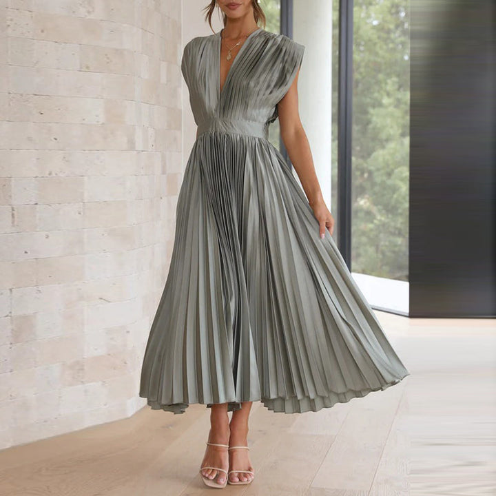 Women's Elegant V-Neck Dress | Sleeveless