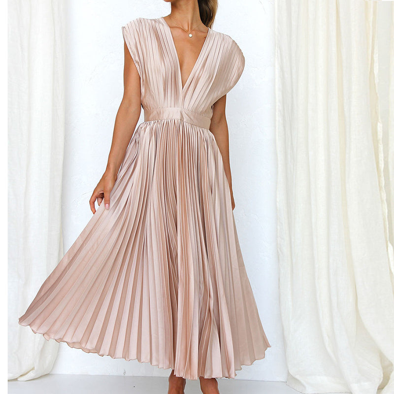 Women's Elegant V-Neck Dress | Sleeveless