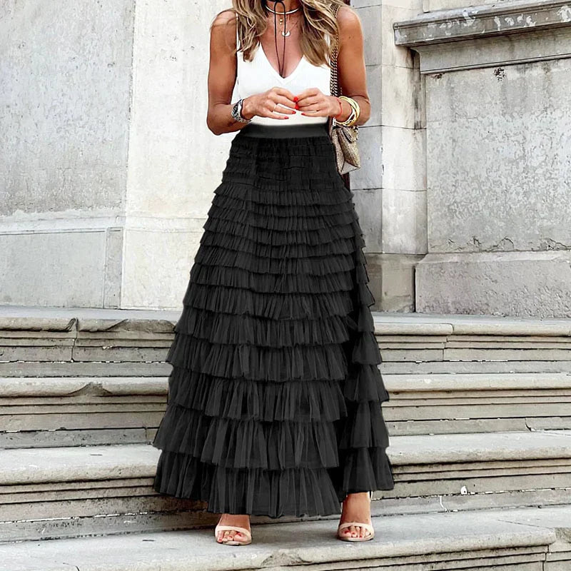Tulle Maxi Skirt with Elastic Waistband – Mitch