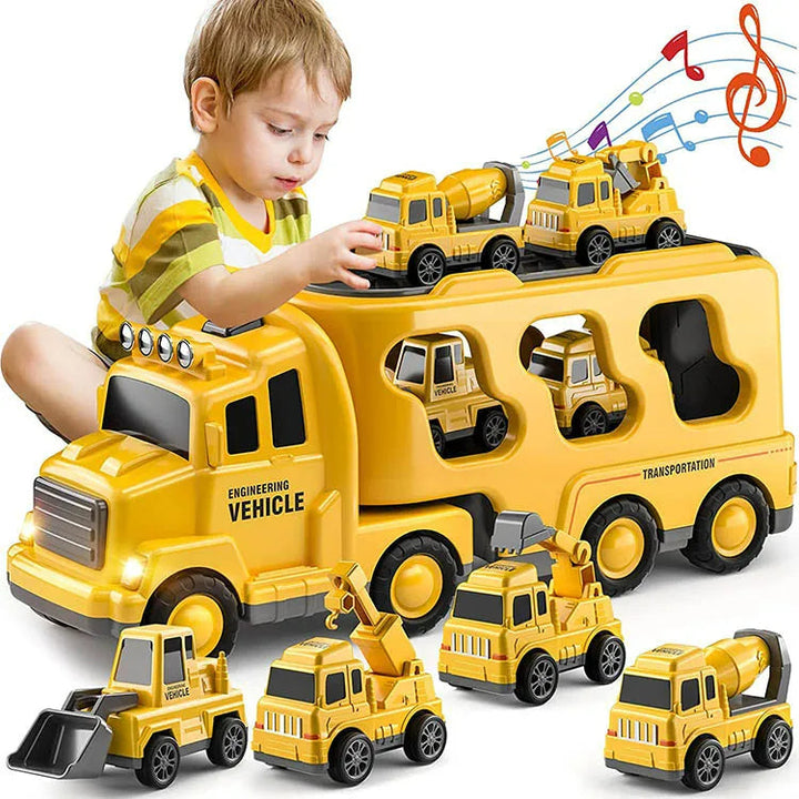 City Toy Carrier with Light and Sound Effects – Includes Vehicles