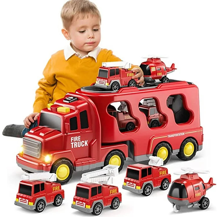 City Toy Carrier with Light and Sound Effects – Includes Vehicles