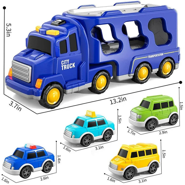 City Toy Carrier with Light and Sound Effects – Includes Vehicles