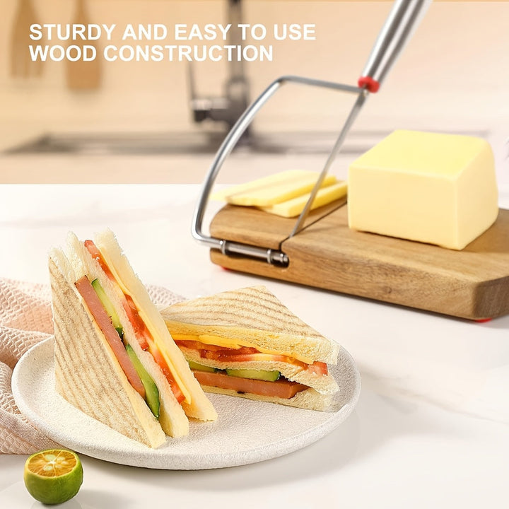 Handcrafted Acacia Cheese Slicer – Stainless Steel Knife on an Elegant Wooden Base