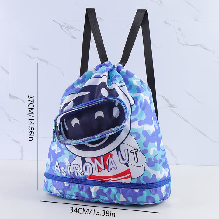 Ocean-Themed Swim Backpack - Waterproof with Wet/Dry Separation