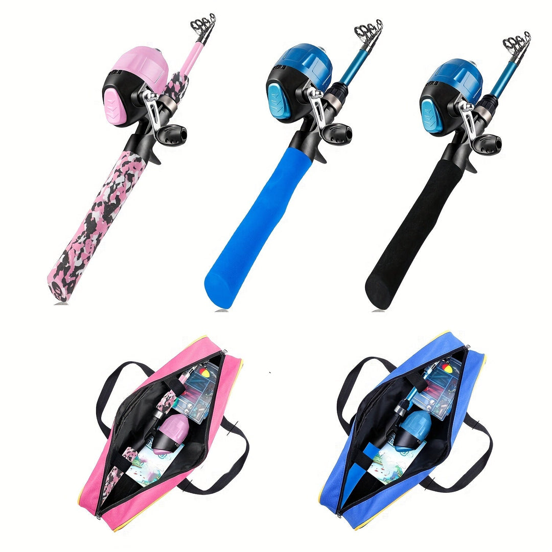 Complete Telescopic Fishing Rod and Reel Set with Carry Bag and Tackle Box