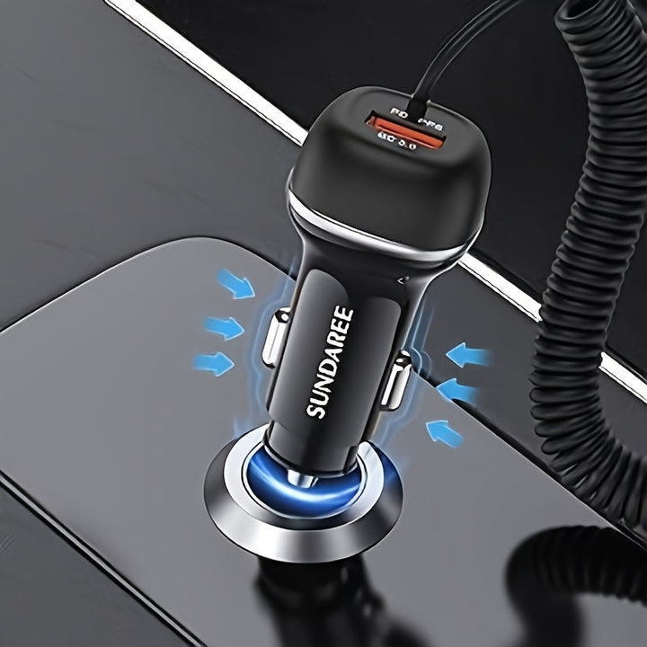 Fast-Charging 51W Rechargeable USB-C Car Charger – For Super-Fast Charging of Multiple Devices