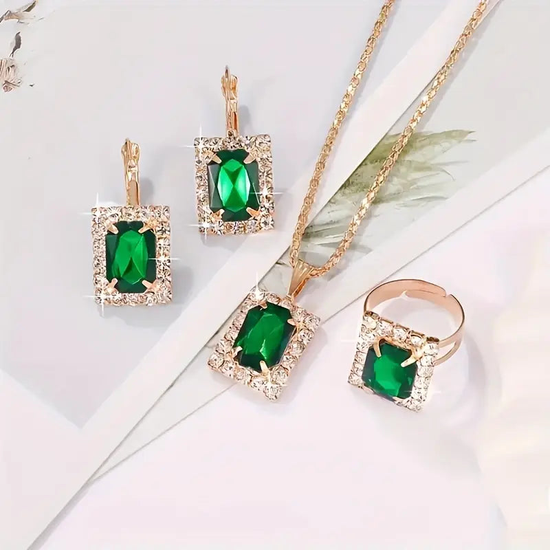 Elegant White Gold Necklace with Subtle Green Cubic Zirconia