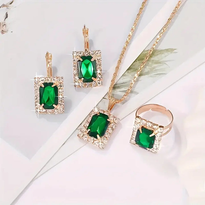 Elegant White Gold Necklace with Subtle Green Cubic Zirconia