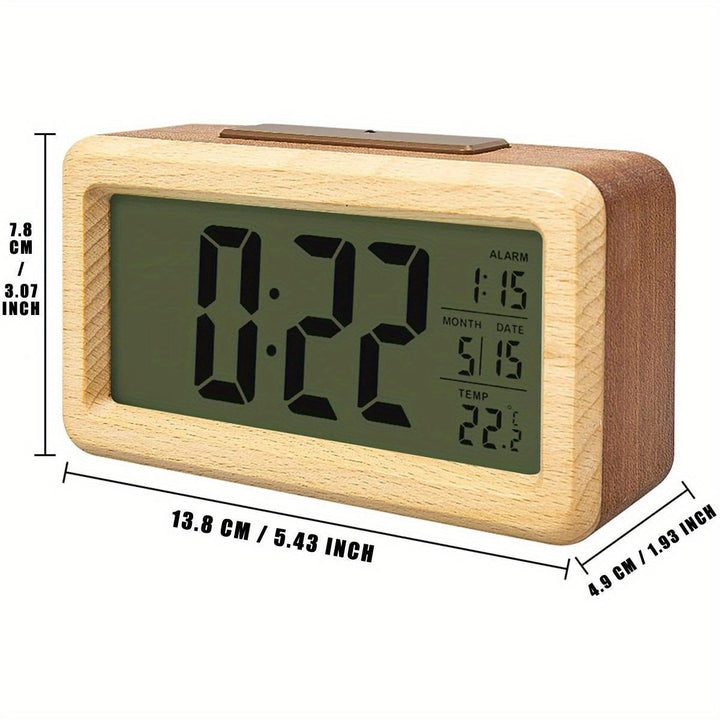 Digital Wooden Clock – LED Display with Temperature and Date