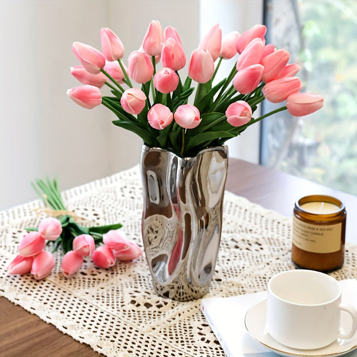 Set mit 10 realistischen Tulpen – Perfekt für Hochzeiten und Wohndekoration