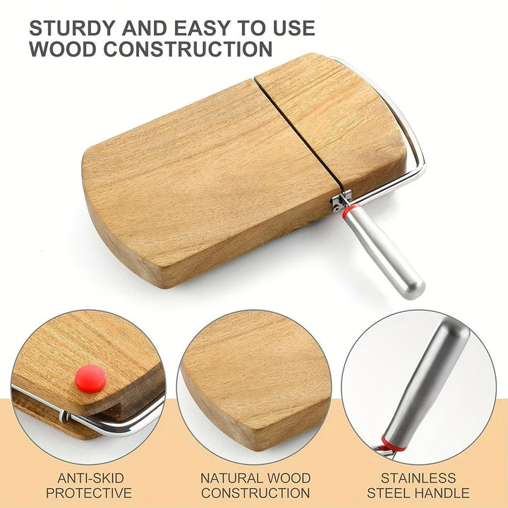Handcrafted Acacia Cheese Slicer – Stainless Steel Knife on an Elegant Wooden Base
