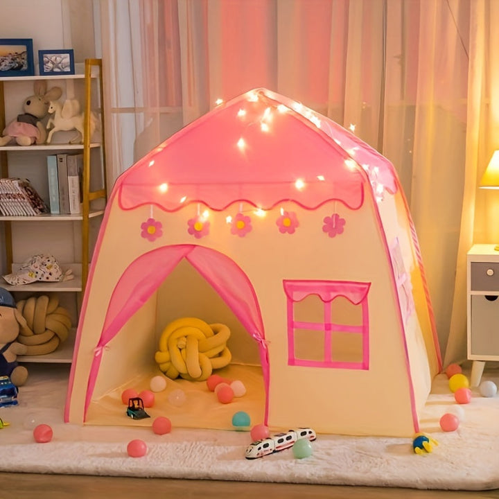 Princess Flower Tent for Kids – With Star Lighting and Toy Accessories