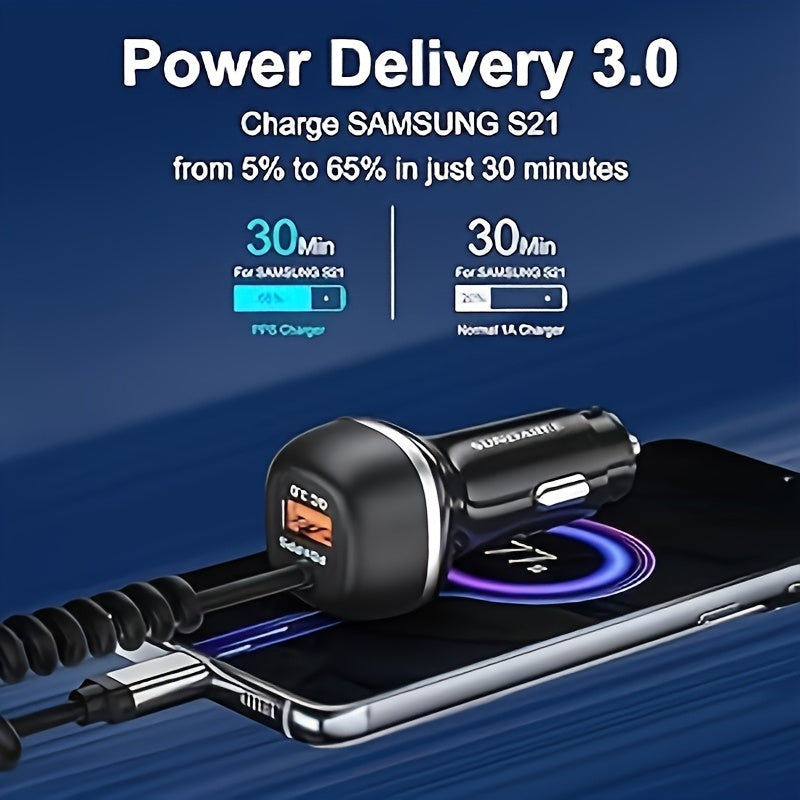 Fast-Charging 51W Rechargeable USB-C Car Charger – For Super-Fast Charging of Multiple Devices