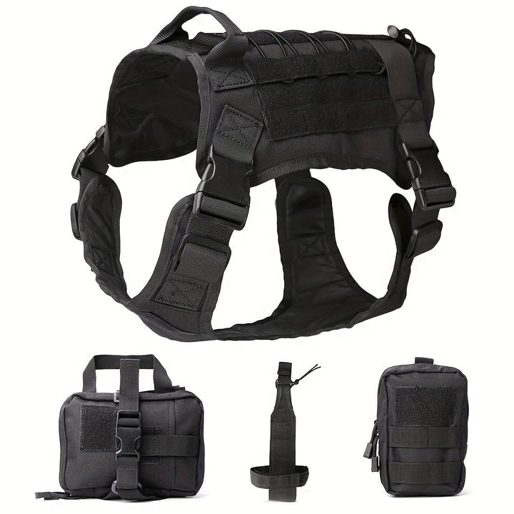 Taktisches Hundegeschirr mit Taschen – Robustes Nylon-Geschirr für Training und Abenteuer