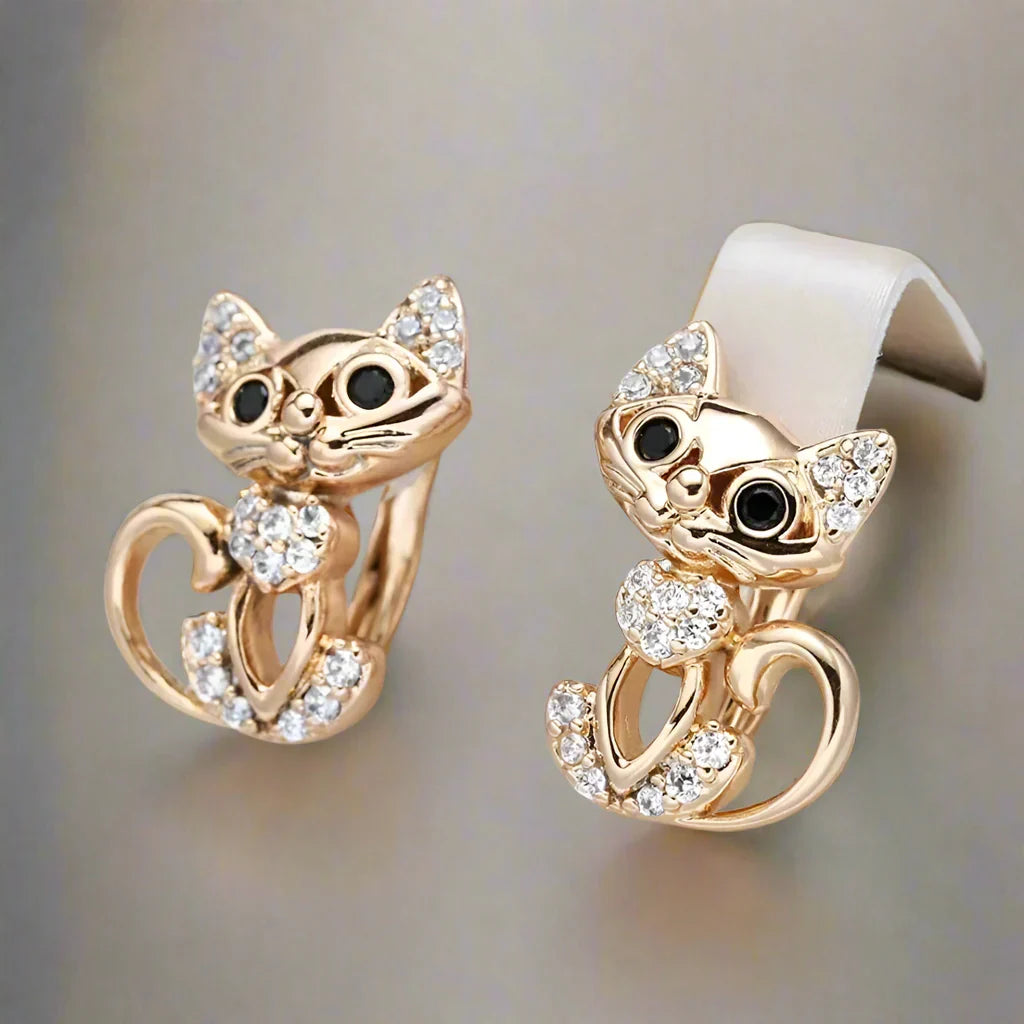 Elegant Cubic Zirconia Kitty Earrings