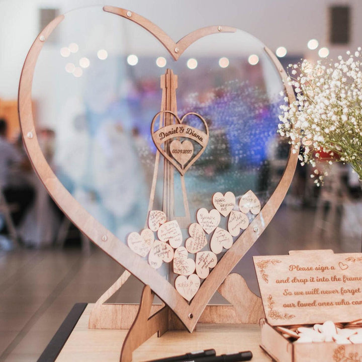 Heart-Shaped Wooden Guest Book – Memoro