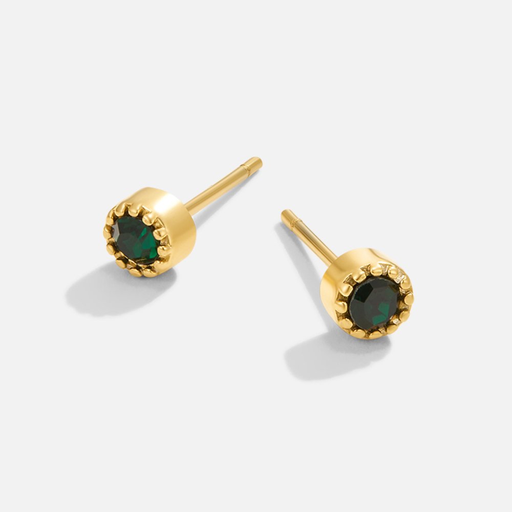 Elegant earrings with emerald-green cubic zirconia
