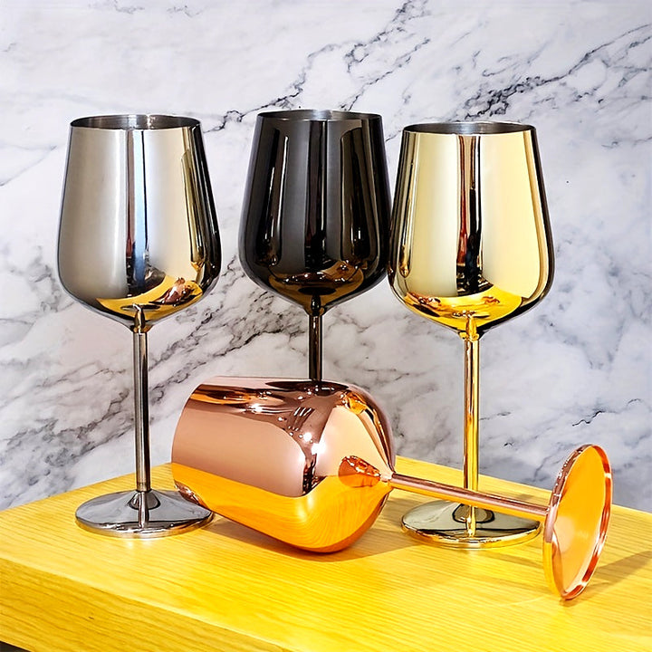 Stainless Steel Wine Glass with Mirror Finish for Everyday Use