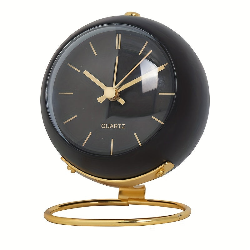 Nordic Silent Desk Clock – Luminous Hands and Metal Frame