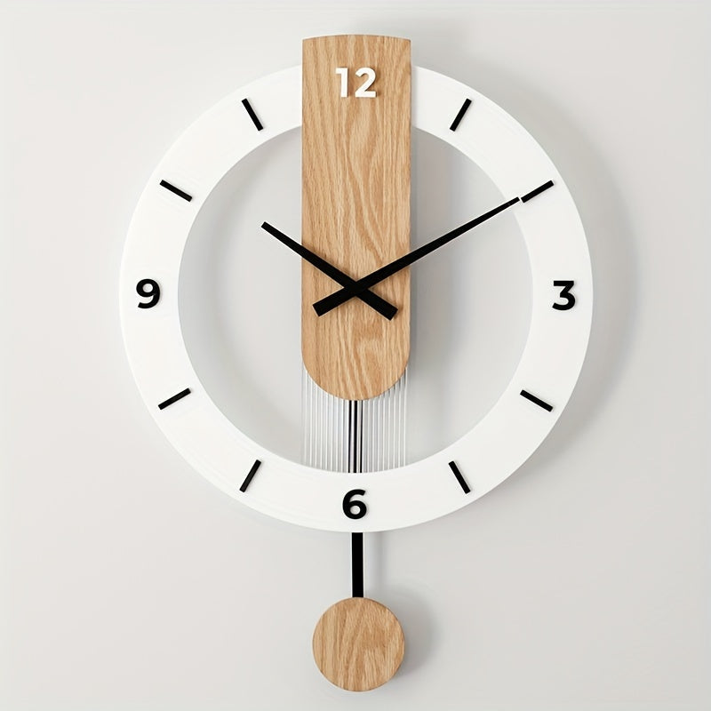 Creative Wood and Acrylic Pendulum Wall Clock – Elegant, Silent Decoration