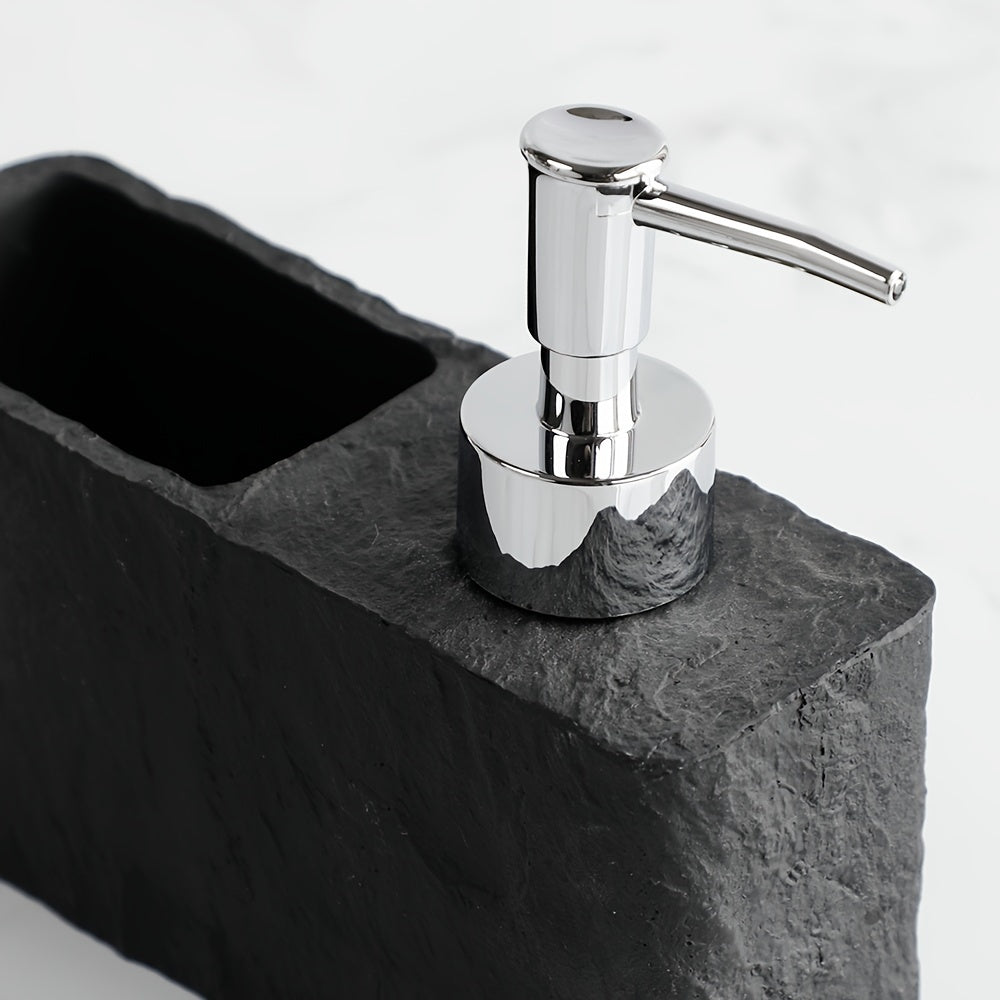 Stone-Style Soap Dispenser with Sponge Holder – Elegant and Practical for Kitchen or Bathroom