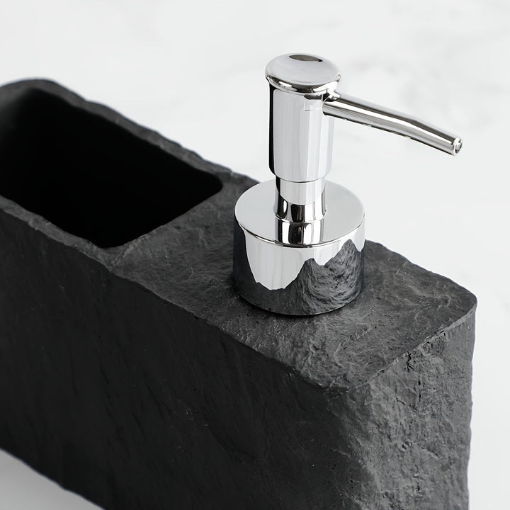 Stone-Style Soap Dispenser with Sponge Holder – Elegant and Practical for Kitchen or Bathroom