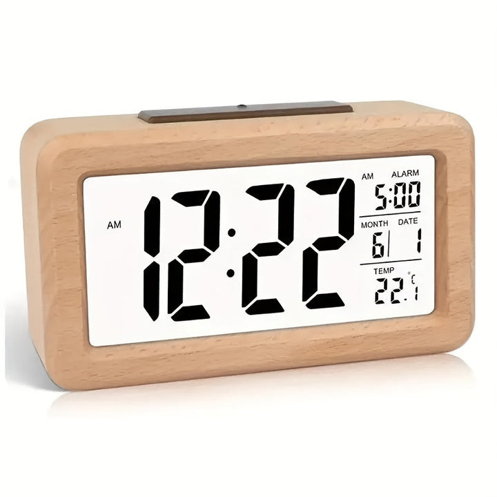 Digital Wooden Clock – LED Display with Temperature and Date