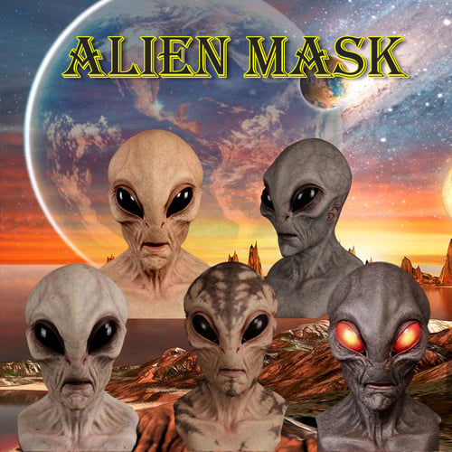 CosmicMorph Realistische Alienmaske | Handbemaltes Halloween-Kostümzubehör für den ganzen Kopf