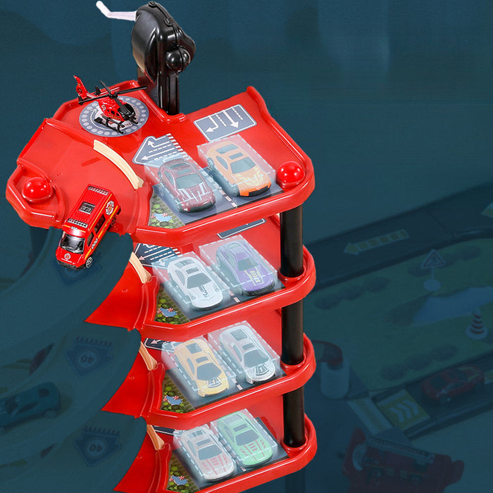FirePark Toy Garage - Play With the Fire Truck + Ramps