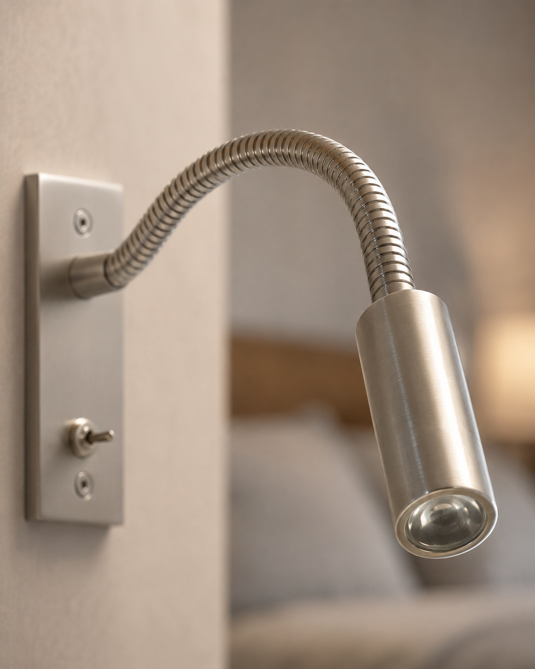 Flexible Gooseneck Wall Lamp – Adjustable Modern Reading Light for Bed and Sofa