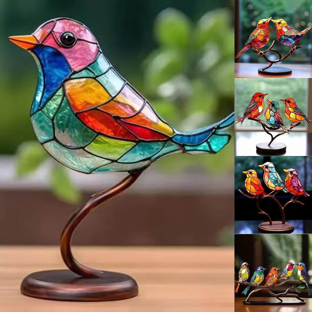 Colourful Birds on a Branch Decorative Figurine - ColorBirds