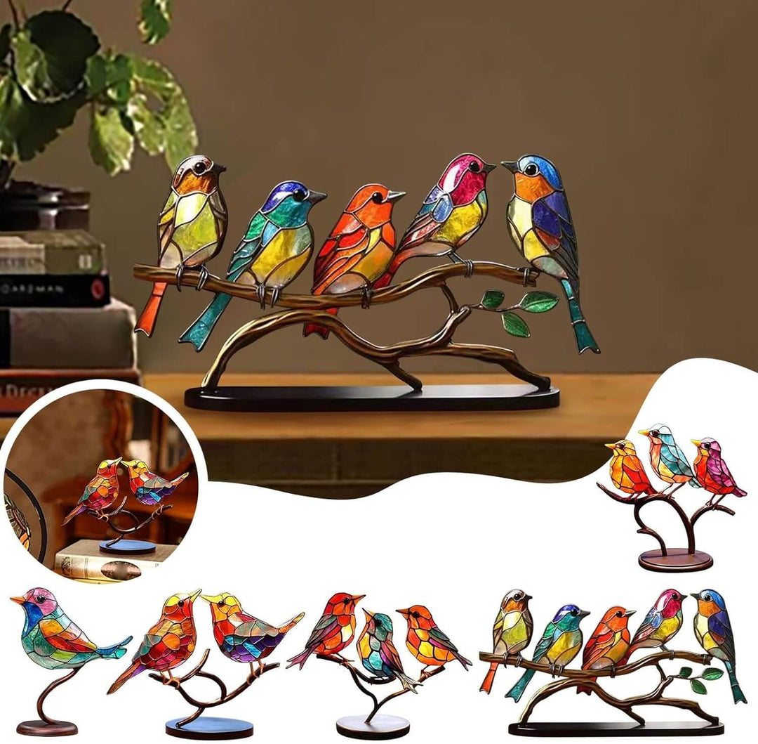 Colourful Birds on a Branch Decorative Figurine - ColorBirds
