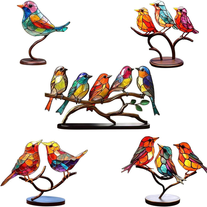 Colourful Birds on a Branch Decorative Figurine - ColorBirds