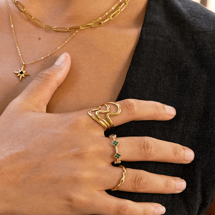 Gold Waves Wrap Ring