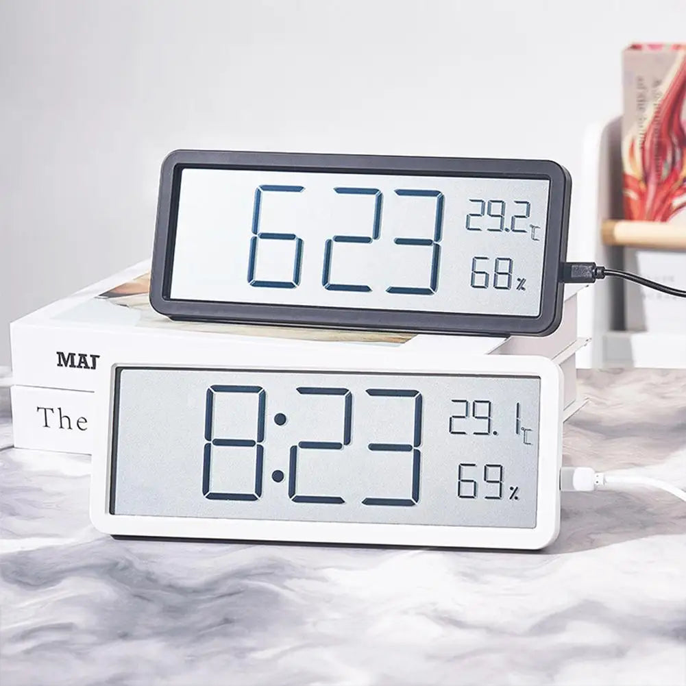 Large Digital Wall Clock - LED with Temperature
