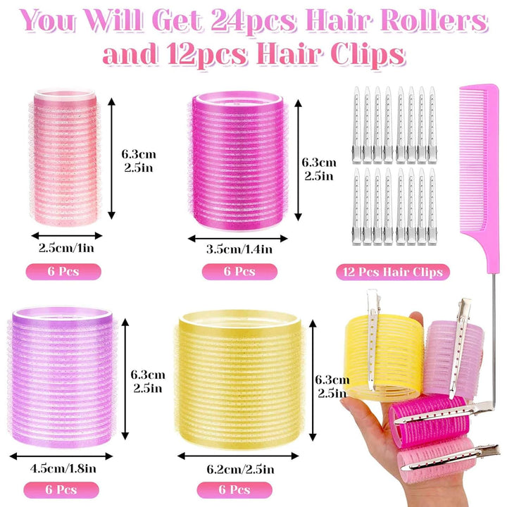 Self-Adhesive Hair Roller Set – Multicoloured Rollers