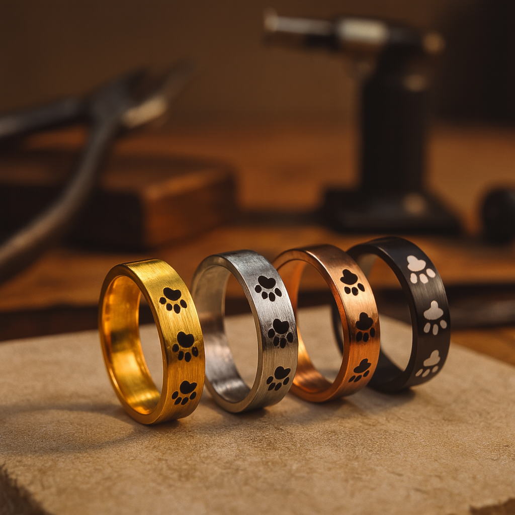 Handmade Paw Print Ring in Stainless Steel