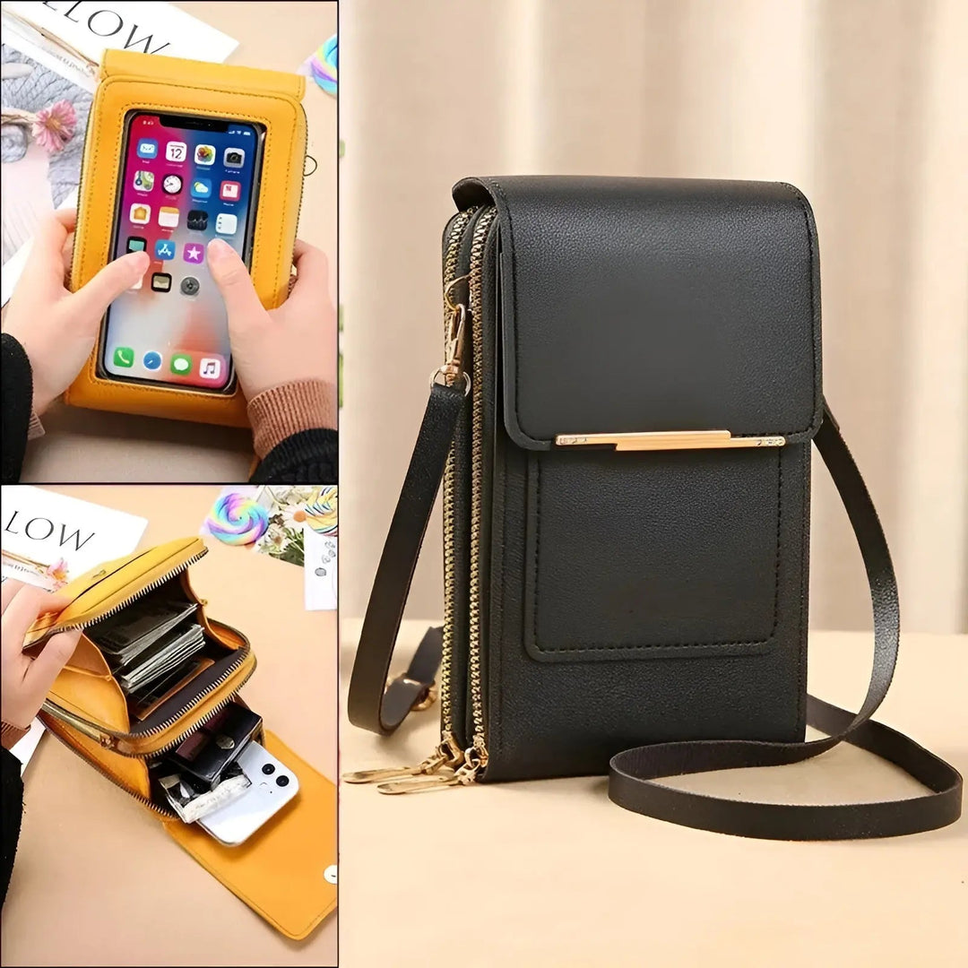 Soft Leather Shoulder Bag with Anti-Theft Protection – SafeTouch