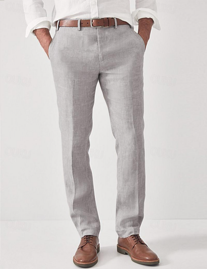 Men's Linen Trousers with Belt Loops