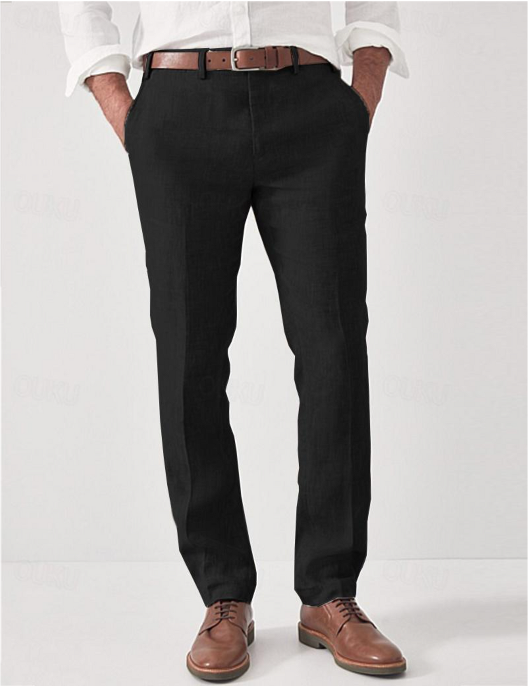 Men's Linen Trousers with Belt Loops