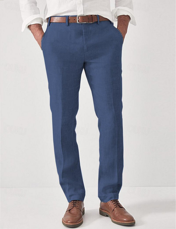 Men's Linen Trousers with Belt Loops