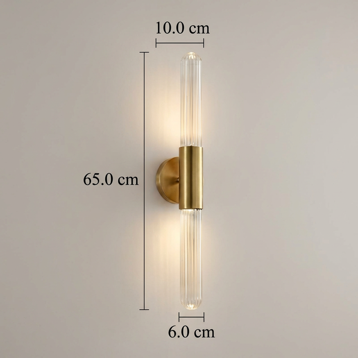 Nordic Water-Wave Glass Wall Light in Brass, 1-Light LED