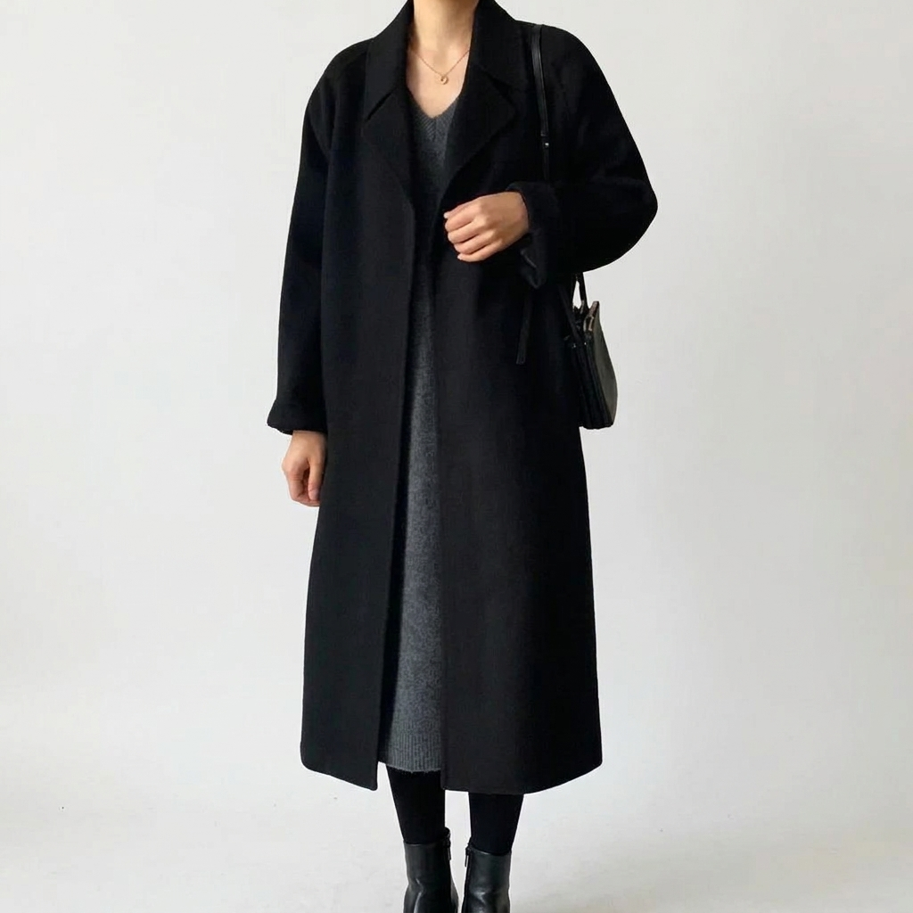 Belted Wool Wrap Coat – Notched Collar