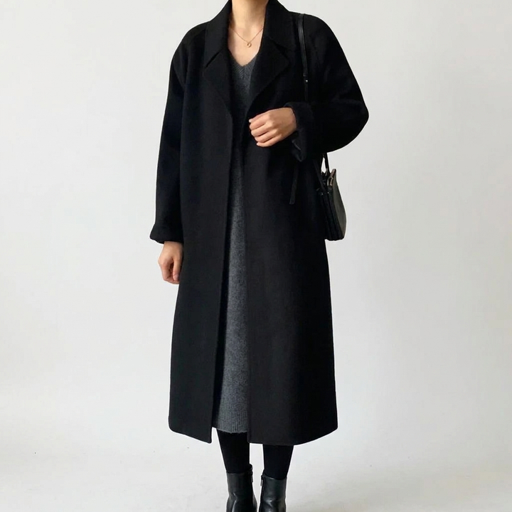 Belted Wool Wrap Coat – Notched Collar