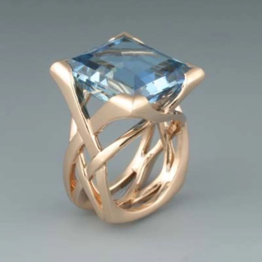 Vintage light pink gold cubic zirconia ring